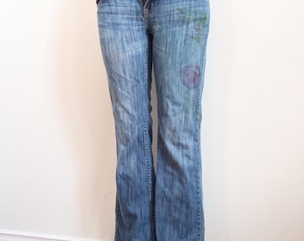 y2k bobo denim rose graphic bootcut jeans