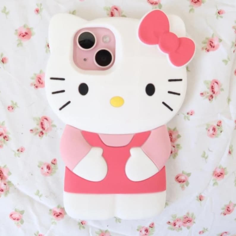 Y2K Hello Kitty Pink 3D Phone Case iPhone 15 — Coquette / Kawaii Scene Accessory image 2