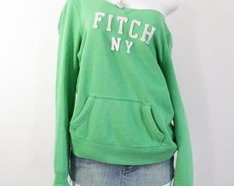 abercrombie fitch off shoulder sweatshirt green fitch ny y2k