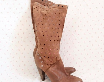 guess brown western boots y2k cowboy inspired studded boots
