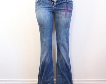 mavi zoe flare jeans union jack butterfly graphic y2k mcbling