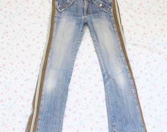 contrast side stripe flare jeans retro y2k