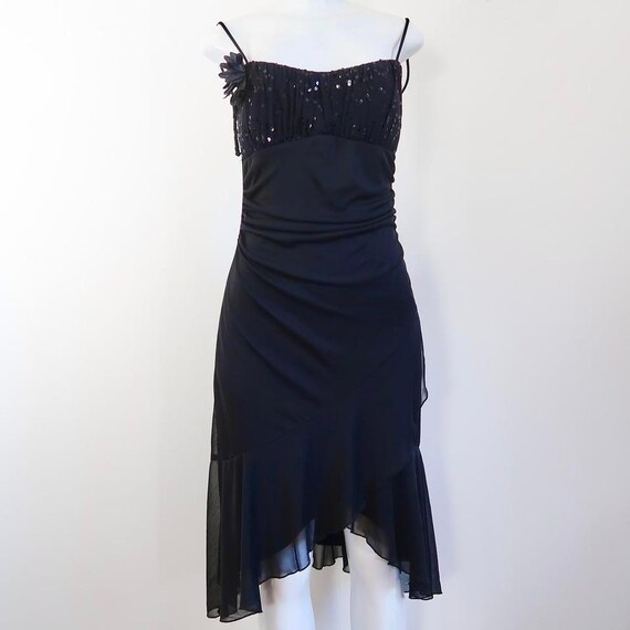 ruby rox black dress Sequin Asymmetrical Cocktail 052025 embellished wrap over a Size:12/18 MTHS Ruby Rox New Black