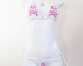 Skull Crossbones Bikini Set Punk Princess Y2K Swimwear