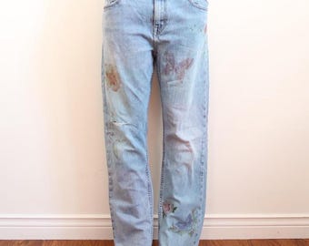 y2k banana republic floral butterfly straight leg jeans