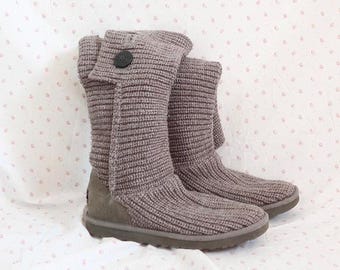 vintage UGG brown knit boots y2k slouchy winter boots