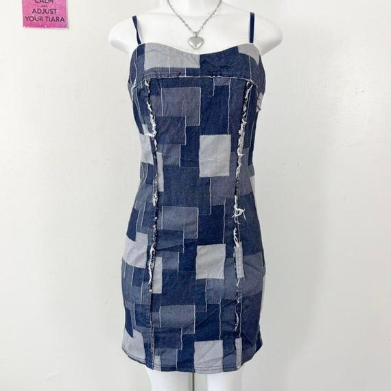 y2k patchwork denim dress - image 1