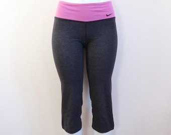 nike dri fit leggings grey pink waistband cropped y2k gym