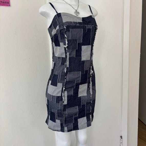 y2k patchwork denim dress - image 5