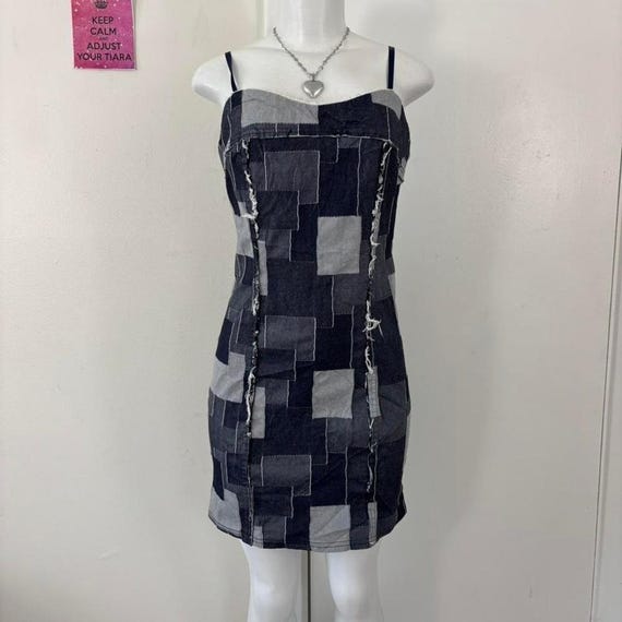 y2k patchwork denim dress - image 6
