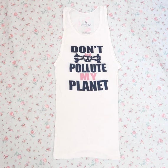y2k skull crossbones bow graphic tank dont pollute planet