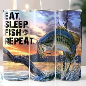 Eat Sleep Fish Repeat 20oz Tumbler Wrap