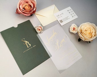 All in one wedding set | RSVP CARD with QR code and details card | Rsvp envelope included | Wedding invitation bundle | 85832-B