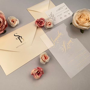 WEDDING SUITE with rsvp card and rsvp envelope | Wedding Invitation Set | QR code can be added to the rsvp card | Acrylic wedding invitation
