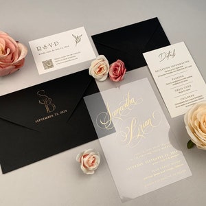 BEST WEDDING SUITE mit rsvp Karte und Details Karte | Acryl Hochzeitseinladung Set | Hochzeit Briefpapier mit rsvp und Details Karte |96938