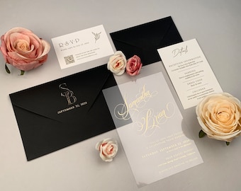 BESTE WEDDING SUITE met RSVP-kaart en detailkaart | Acryl bruiloft uitnodiging set | Huwelijkskantoorbehoeften met rsvp en detailskaart |96938