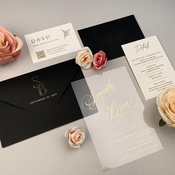 BEST WEDDING SUITE  with rsvp card and details card | Acrylic Wedding Invitation Set | Wedding Stationery with  rsvp and details card |96938