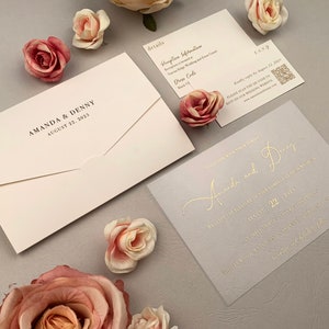 All in one wedding set | RSVP CARD with QR code and details card | All together wedding stationery | Wedding invitation bundle | 85832-B