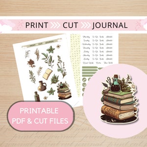 Herbs and Plants Weekly Printable Planner Stickers, Print and Cut Files, Bullet Journal, Deco Stickers