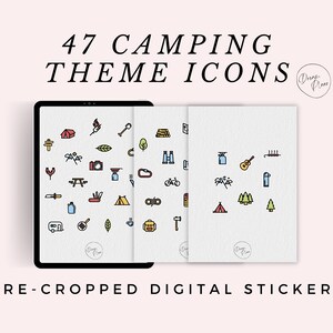 47 Camping Adventure PRE-CROPPED Icons PNG Digital Stickers for iPad Digital Planner Stickers | Calendar Stickers | Goodnotes Stickers
