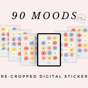 Cute & Aesthetic Pastel Mood Tracker DIGITAL Circle Stickers, Bullet Journal  Stickers, Planner Stickers, Dot Stickers, Emoji Stickers 