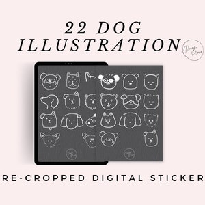 22 Unique Cute Dog Stickers PRE-CROPPED Korean Style PNG Digital Stickers for Planner iPad | Calendar Stickers | Good notes Journal Stickers