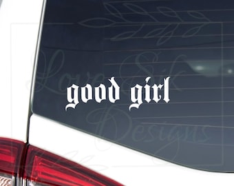 Gotische autosticker Good Girl: pittige leesgrage vinylsticker