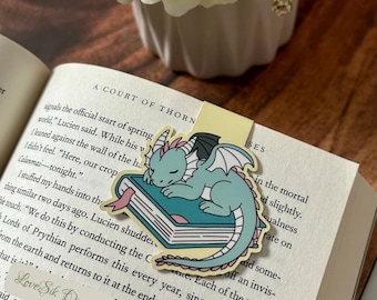Sleeping Dragon Magnetic Bookmark: Laminated Book Lover Gift