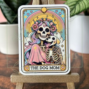 Adesivo de carta de tarô Dog Mom, adesivo de carta de tarô colorido Dog Mom, à prova d'água, garrafa de água, laptop, adesivo Kindle, presente para melhor amigo