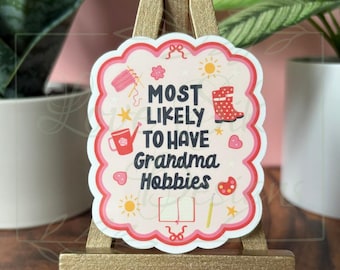 Grandma Hobbies Sticker: Funny Waterproof Vinyl Decal
