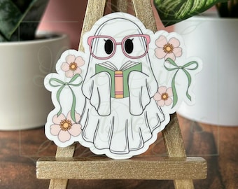 Pegatina de lector fantasma de libros, calcomanía impermeable para portátil
