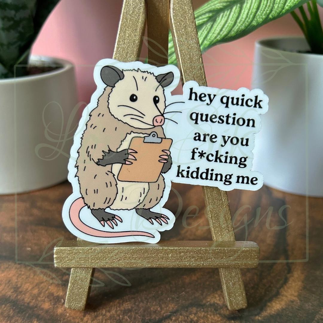 Funny Possum Sticker: Waterproof Vinyl Decal for Laptop, Water Bottle ...