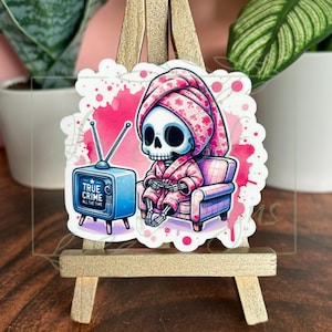 True Crime Skeleton Sticker: Waterproof Laptop Decal