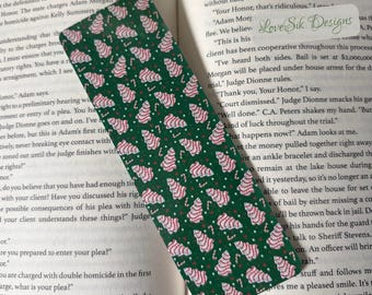 Multiple Christmas Tree Cakes Bookmark: Nostalgic Laminated Cardstock with Optional Tassel