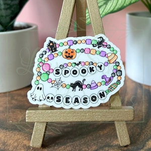 Spooky Season Friendship Bracelet Sticker: Halloween, Waterproof Vinyl Decal
