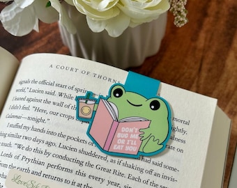 Frog Magnetic Bookmark: "Don't Bug Me" Laminated Reader Gift