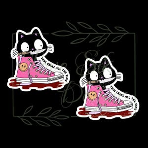 True Crime Cat Vinyl Sticker: Waterproof Vinyl Decal