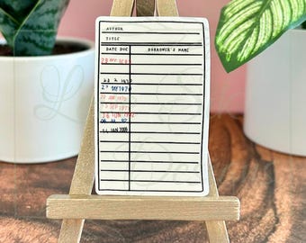 Sticker bibliotheekbetaalkaart: retro, leesgrage, waterdichte vinylsticker