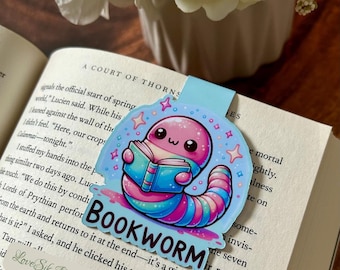 Bookworm Magnetic Bookmark: Laminated Book Lover Gift