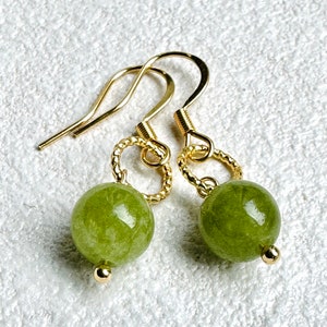 Natural Peridot Earrings, 18K Gold Plated Earrings, Dangle Earrings, Gold Earrings, Gift for her, Birthday Gifts, August Birthstone Earrings