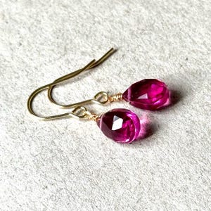 Rubellite Quartz Earrings, Hydrothermal Quartz Earrings, Pink Earrings, Drop & Dangle Earrings, Teardrop Earrings, Gifts Ideas, Gift for her