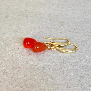 Natural Carnelian Dangle Earrings, Orange Stone Earrings, Minimalist Earrings, Chalcedony Earrings, Gift Ideas, Gemstone Earrings