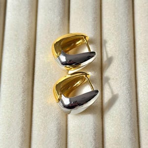 Two Tone Hoop Earrings, 18K Gold Vermeil Hoop Earrings, Sterling Silver Hoop Earrings, Chunky Hoops, Mixed Metal Earrings, Gift for her