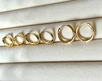 18K Gold Vermeil Hoop Earrings: Dainty Sterling Silver Huggies