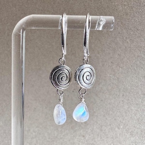 Moonstone Earrings, Sterling Silver Earrings, Dainty Gemstone Earrings, Minimalist Earrings, JJune Birthstone Earrings, Teardrop Earrings