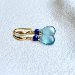 Aquamarin Gold Ohrringe, Gold Filled Ohrringe, Natürlicher Aquamarin, Baumeln Ohrringe, Geschenk für sie, März Geburtsstein Ohrringe