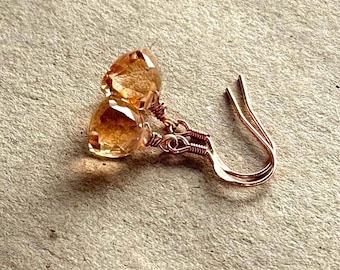 Morganite Quartz Earrings in Rose Gold or Silver, Dainty Earrings, Christmas Gift Ideas, June Birthstone Gifts, Morganite Rose Gold Earrings