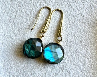 Labradorite 18K Gold Plated Earrings, November Birthstone Gifts, Labradorite Earrings, Gift For Her, Christmas Gift Ideas, Drop Earrings
