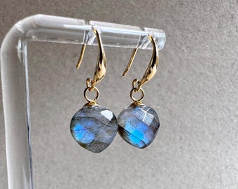 Labradorite 18K Gold Plated Earrings, November Birthstone Gifts, Labradorite Earrings, Gift For Her, Christmas Gift Ideas, Heart Earrings