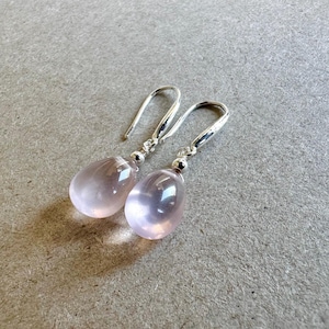 Natural Rose Quartz Earrings | Sterling Silver Rose Earrings | Pink Earrings | Quartz Earrings  Christmas Gift Ideas